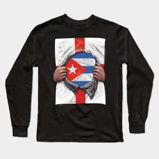 Cuba Flag English Flag Ripped - Gift for Cuban From Cuba Long Sleeve T-Shirt